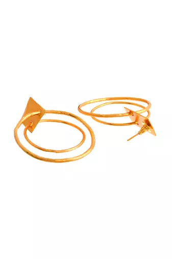 Gold plated circular western hoop earrings