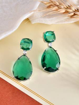 Faux emerald teardrop earrings 1
