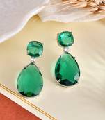 Faux emerald teardrop earrings