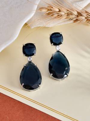 Faux blue topaz teardop earrings 1