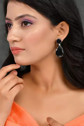 Faux blue topaz teardop earrings