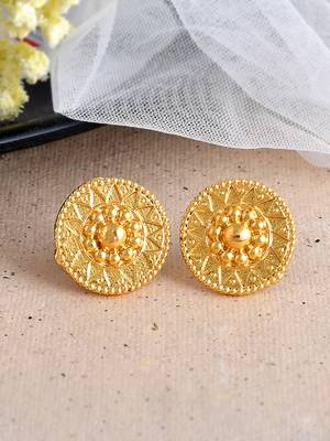 Hancrafted gold plated circular stud earrings 1