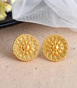Hancrafted gold plated circular stud earrings