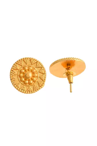 Hancrafted gold plated circular stud earrings