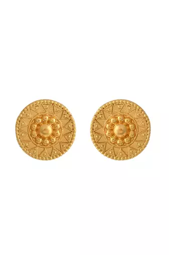 Hancrafted gold plated circular stud earrings