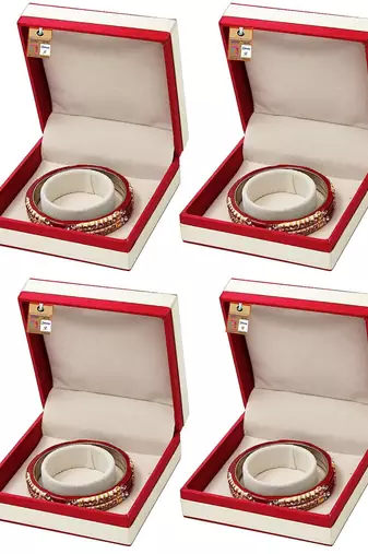 Atorakushon satin bangle box for women jewellery organizer locker box pack of 4 maroon