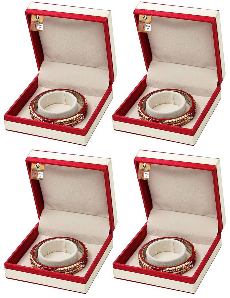 Atorakushon satin bangle box for women jewellery organizer locker box pack of 4 maroon