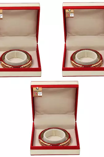Atorakushon satin bangle box for women jewellery organizer locker box pack of 3 maroon