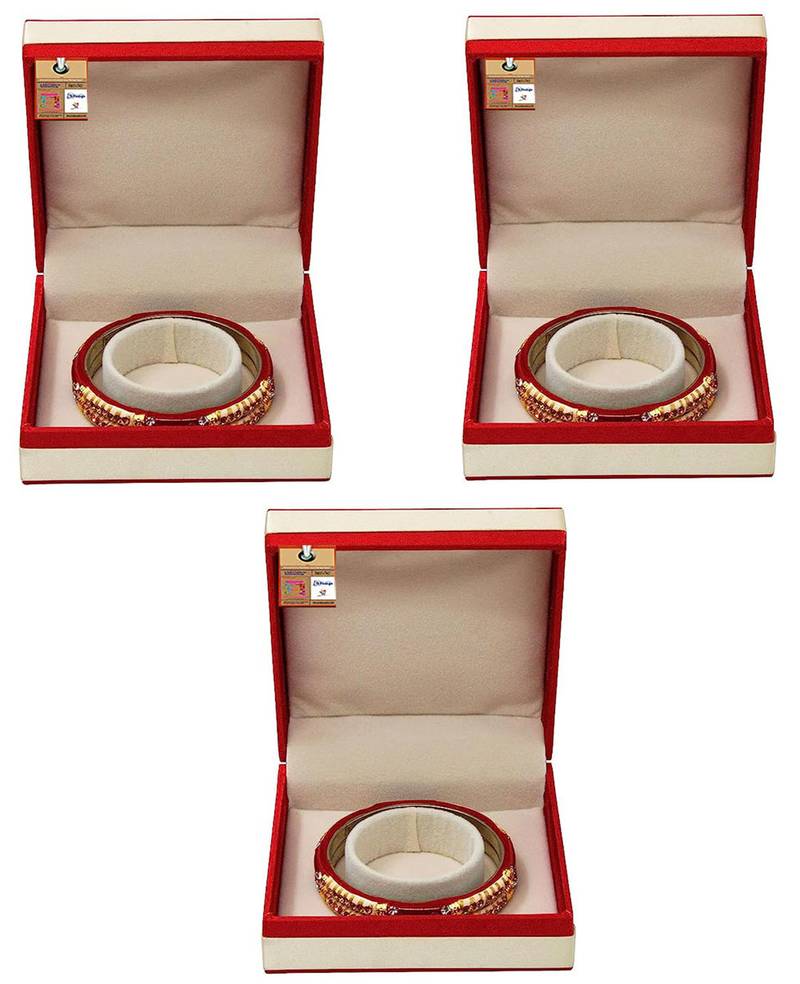 Atorakushon satin bangle box for women jewellery organizer locker box pack of 3 maroon