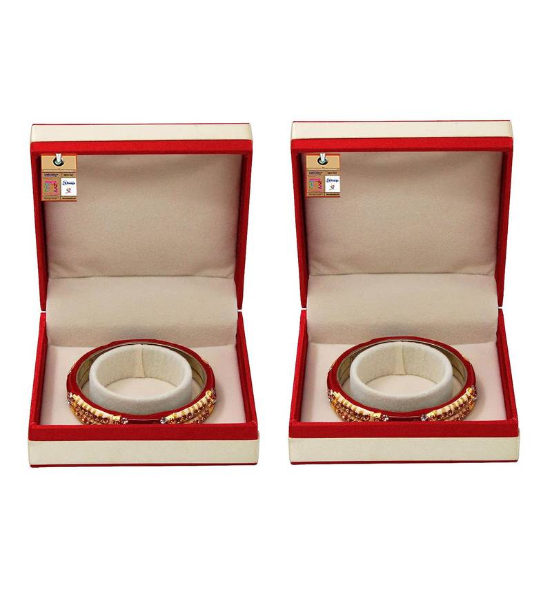 Atorakushon satin bangle box for women jewellery organizer locker box pack of 2 maroon