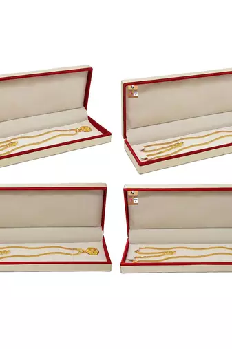 Atorakushon 4 pieces satin long chain necklace pendant bracelet jewelry holder box maroon