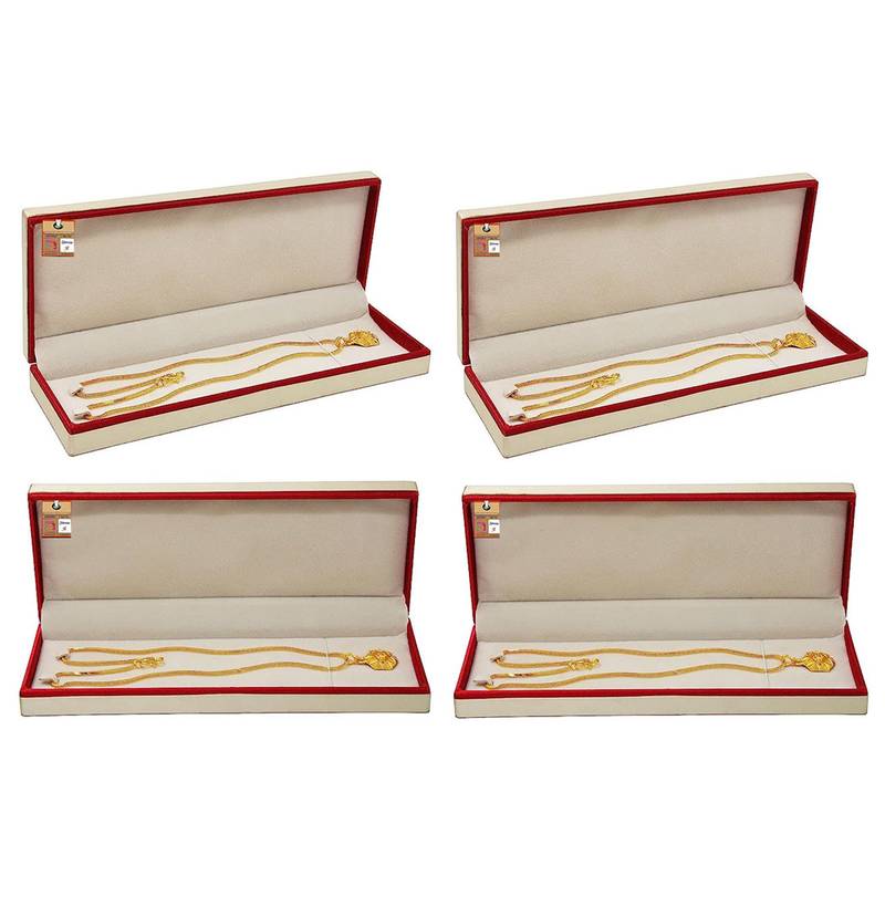 Atorakushon 4 pieces satin long chain necklace pendant bracelet jewelry holder box maroon