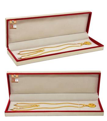 Atorakushon 2 pieces satin long chain necklace pendant bracelet jewelry holder box maroon 1