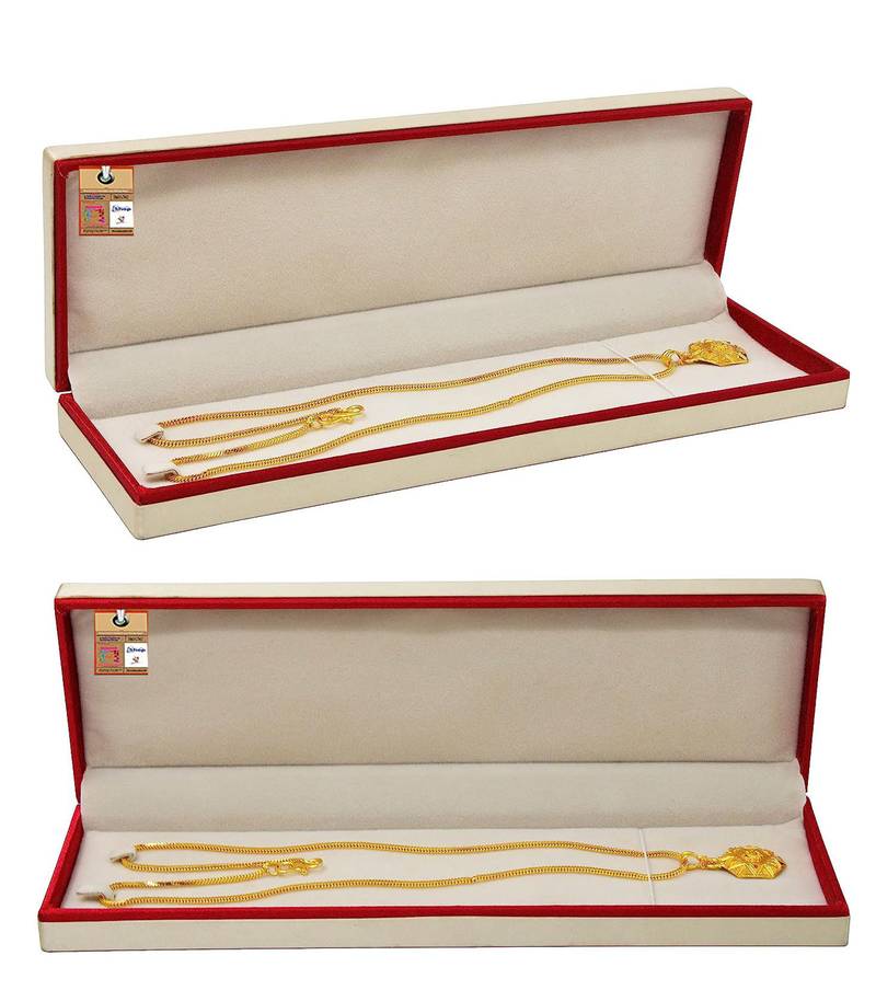 Atorakushon 2 pieces satin long chain necklace pendant bracelet jewelry holder box maroon