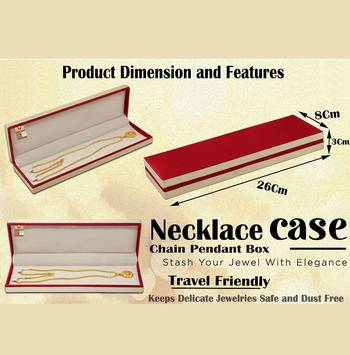 Atorakushon 2 pieces satin long chain necklace pendant bracelet jewelry holder box maroon 4