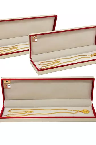 Atorakushon 3 pieces satin long chain necklace pendant bracelet jewelry holder box maroon