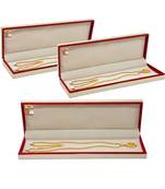 Atorakushon 3 pieces satin long chain necklace pendant bracelet jewelry holder box maroon