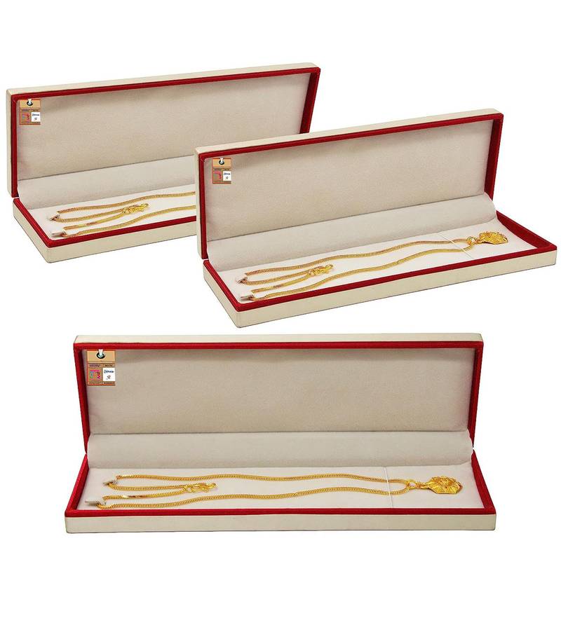 Atorakushon 3 pieces satin long chain necklace pendant bracelet jewelry holder box maroon