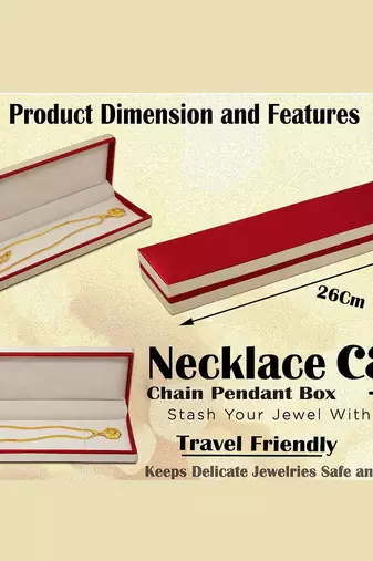 Atorakushon 3 pieces satin long chain necklace pendant bracelet jewelry holder box maroon
