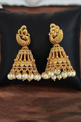 Ruby color antique matte gold earrings 1