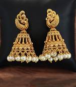 Ruby color antique matte gold earrings