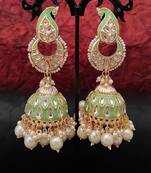 Multy color clustered pearl meenalari design jhumka earring