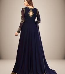 Blue Georgette Embroidered Anarkali Party Wear Kurta Pant with Dupatta Salwar Suit Set