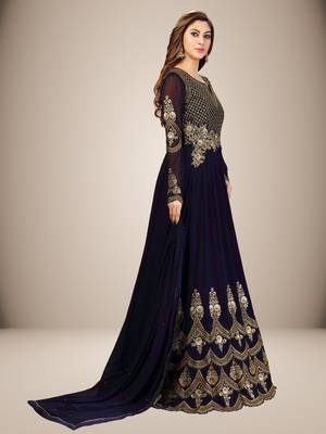 Blue Georgette Embroidered Anarkali Party Wear Kurta Pant with Dupatta Salwar Suit Set 5