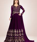 Purple Georgette Embroidered Anarkali Party Wear Kurta Pant with Dupatta Salwar Suit Set