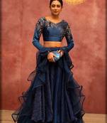 Blue Net & Fancy Lycra Semi-Stitched Lehenga Choli with Dupatta
