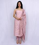 Pastel Pink Spaghetti Self Cotton Suit