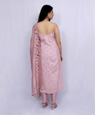 Pastel Pink Spaghetti Self Cotton Suit 4