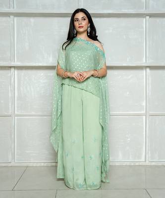 Mint Green Silver Kaftan Set 1