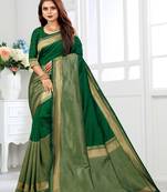Green Litchi Art Silk Designer Faux Banarasi Saree (Aarti Green)