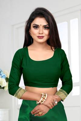 Green Litchi Art Silk Designer Faux Banarasi Saree (Aarti Green) 5