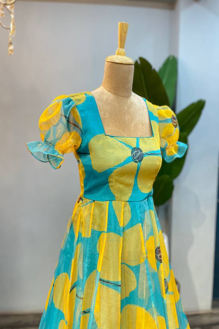 Yellow Organza Sequence Dress main image 0