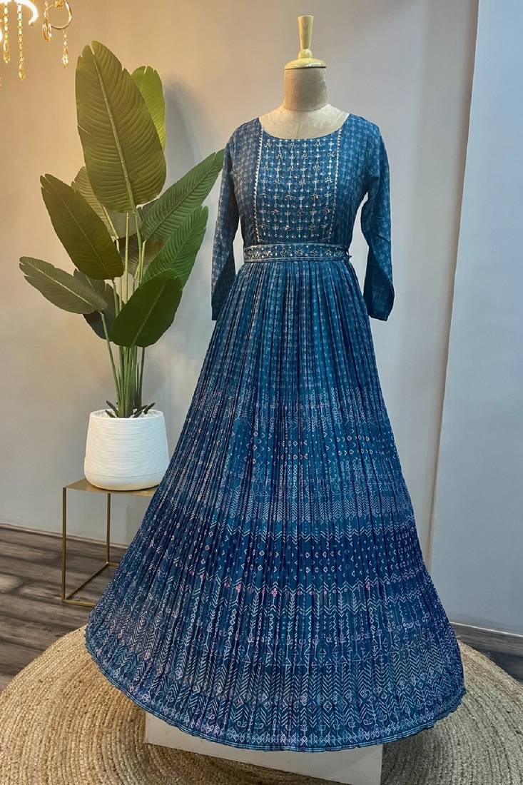 BK Peacock Blue Crush Dress - Bullionknot - 4161195