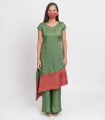 Olive green bemberg modal silk kurta set