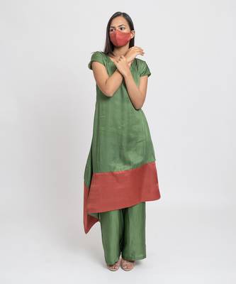 Olive green bemberg modal silk kurta set 2