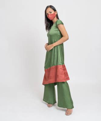 Olive green bemberg modal silk kurta set 4