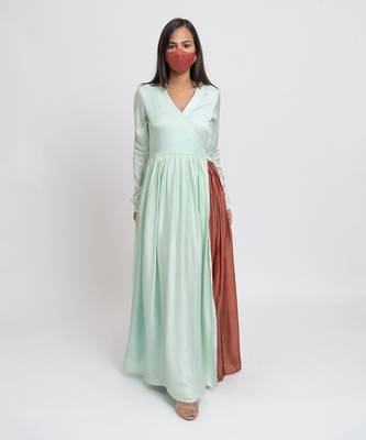 Tea green bemberg modal silk angrakha 1