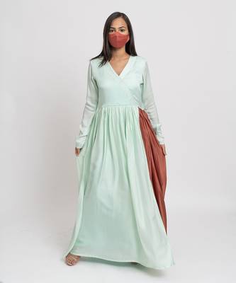 Tea green bemberg modal silk angrakha 2