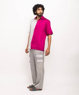 Grey & wine colorblocked shirt 3