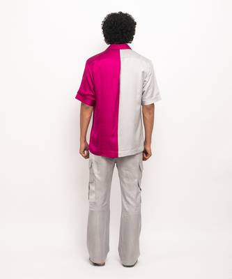 Grey & wine colorblocked shirt 4