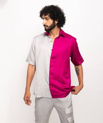 Grey & wine colorblocked shirt 5