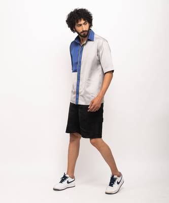 Grey & blue colorblocked shirt 2