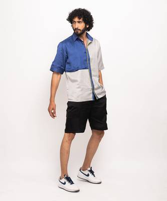 Grey & blue colorblocked shirt 3