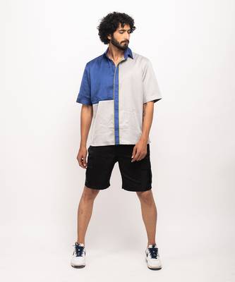 Grey & blue colorblocked shirt 5