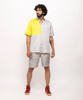Grey & neon colorblocked shirt 1