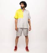 Grey & neon colorblocked shirt